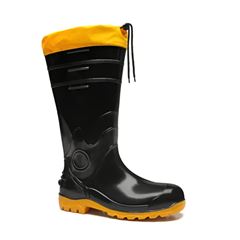 BOTA BRACOL BPL CANO LONGO POLAINA PRETA COM SOLADO AMARELO CA 37455