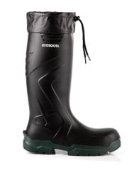 BOTA ECOBOOTS CANO LONGO POLAINA BICO COMPOSITE PRETA SOLADO VERDE CA34233