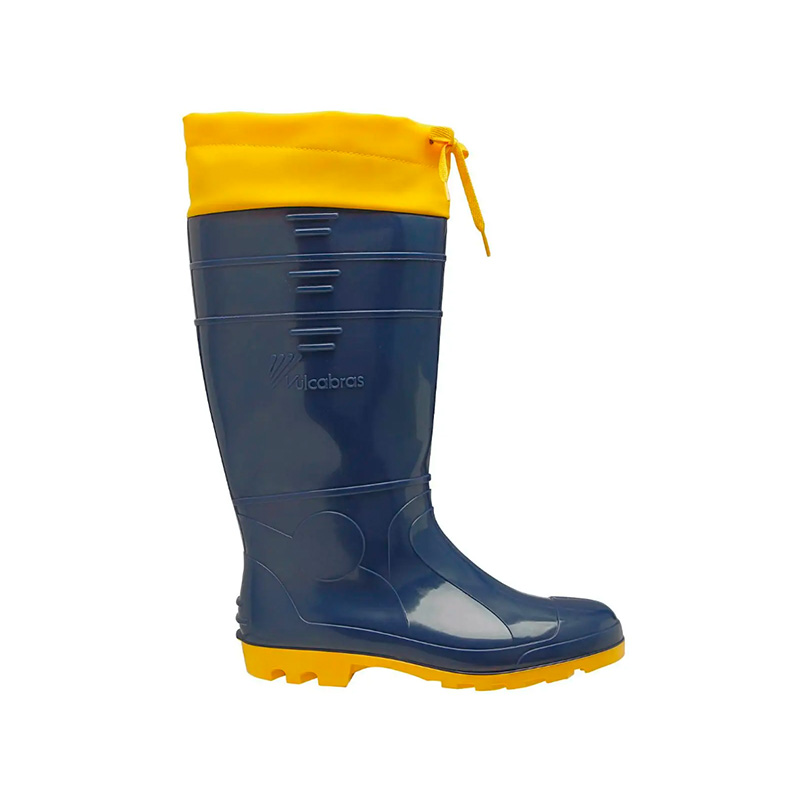 BOTA PVC VULCABRAS BPCL35 COM POLAINA CANO LONGO SEM BICO AZUL-AMARELO CA 39929