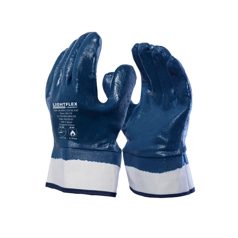 LUVA DANNY LIGHTFLEX PUNHO LONA LATEX NITRILICO AZUL (UNICO) XG CA 43320