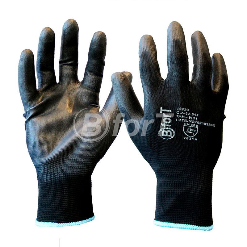 LUVA DE SEGURANÇA NYLON COM PU PRETA  BFORT 12020 CA 32542
