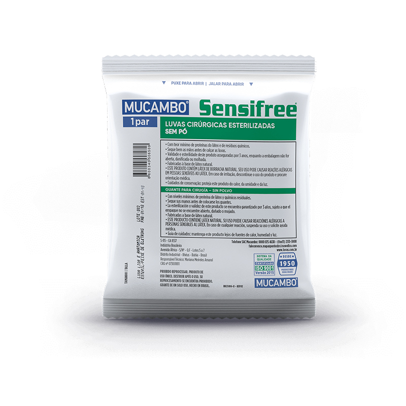 LUVA CIRURGICA SENSIFREE 850 MAPA PROTECAO MECANICA C FORRO LATEX BORRACHA NATURAL CA 8537