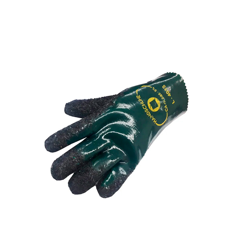 LUVA PVC PALMA GRANULADA PROTEÇÃO QUIMICA  PVC FLEXIVEL COM FORRO 26CM CA 3185