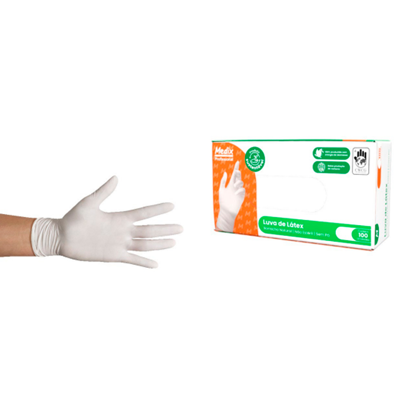 LUVA PROCEDIMENTO MEDIX LATEX QUIMICA SEM PO CX100UN CA 51058