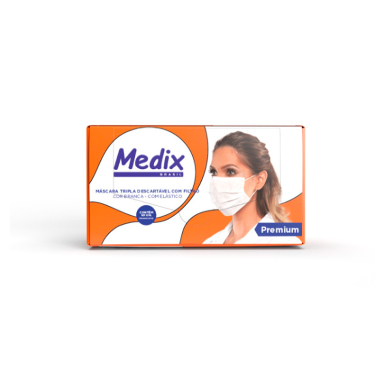 MASCARA TNT MEDIX DESCARTAVEL DUPLA COM FILTRO E ELASTICO 50UN