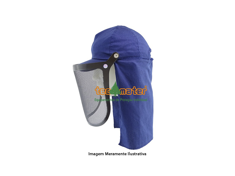BONE ROCADOR TECMATER COM PROTETOR FACIAL TELA 08 POLEGADAS E PROTETOR DE NUCA 30 CM AZUL