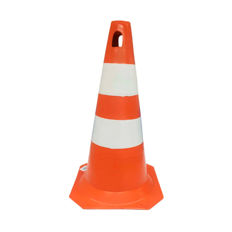 CONE PVC PLASTCOR RIGIDO LARANJA E BRANCO 50 CM