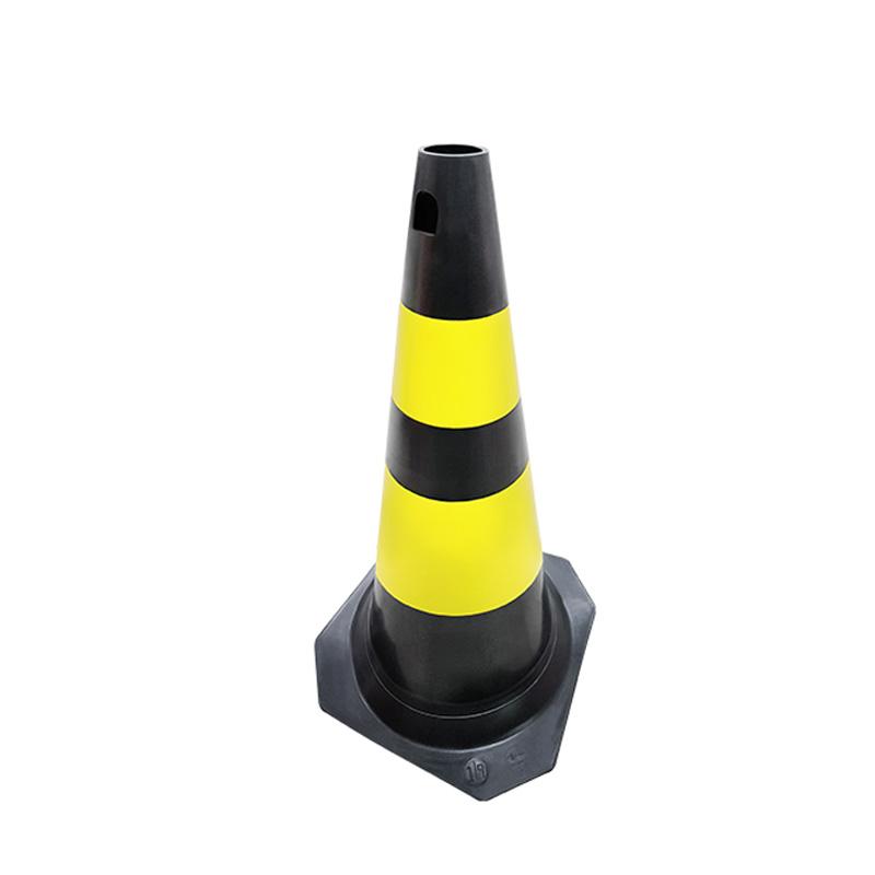 CONE PVC PLASTCOR RIGIDO PRETO E AMARELO 75 CM