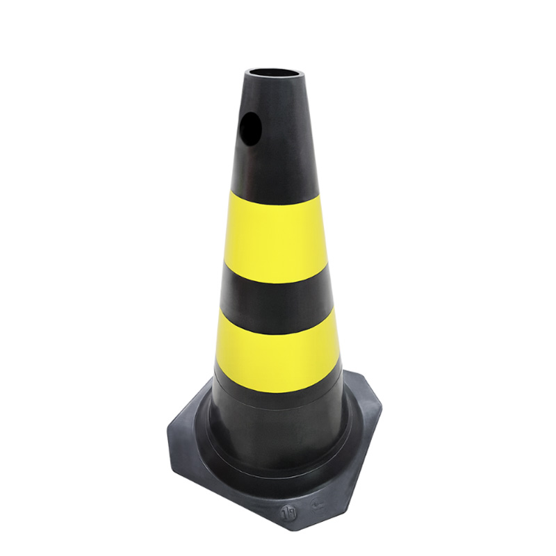 CONE PVC PLASTCOR RIGIDO PRETO E AMARELO 50 CM