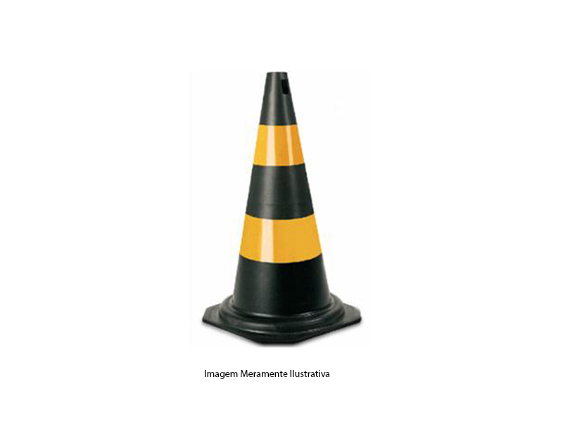 CONE PLASTCOR PVC FLEXIVEL COM FAIXA REFLETIVA PRETO - AMARELO 50 CM