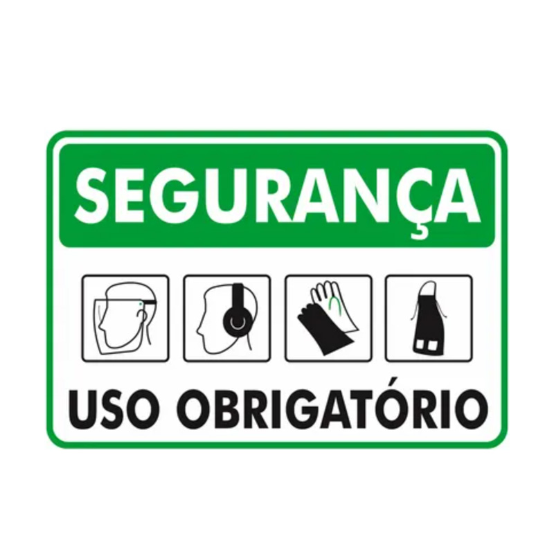 PLACA DE SINALIZACAO EPIS OBRIGATORIO (OCULOS/ LUVAS BORRACHA/ AVENTAL IMPERMEAVEL)