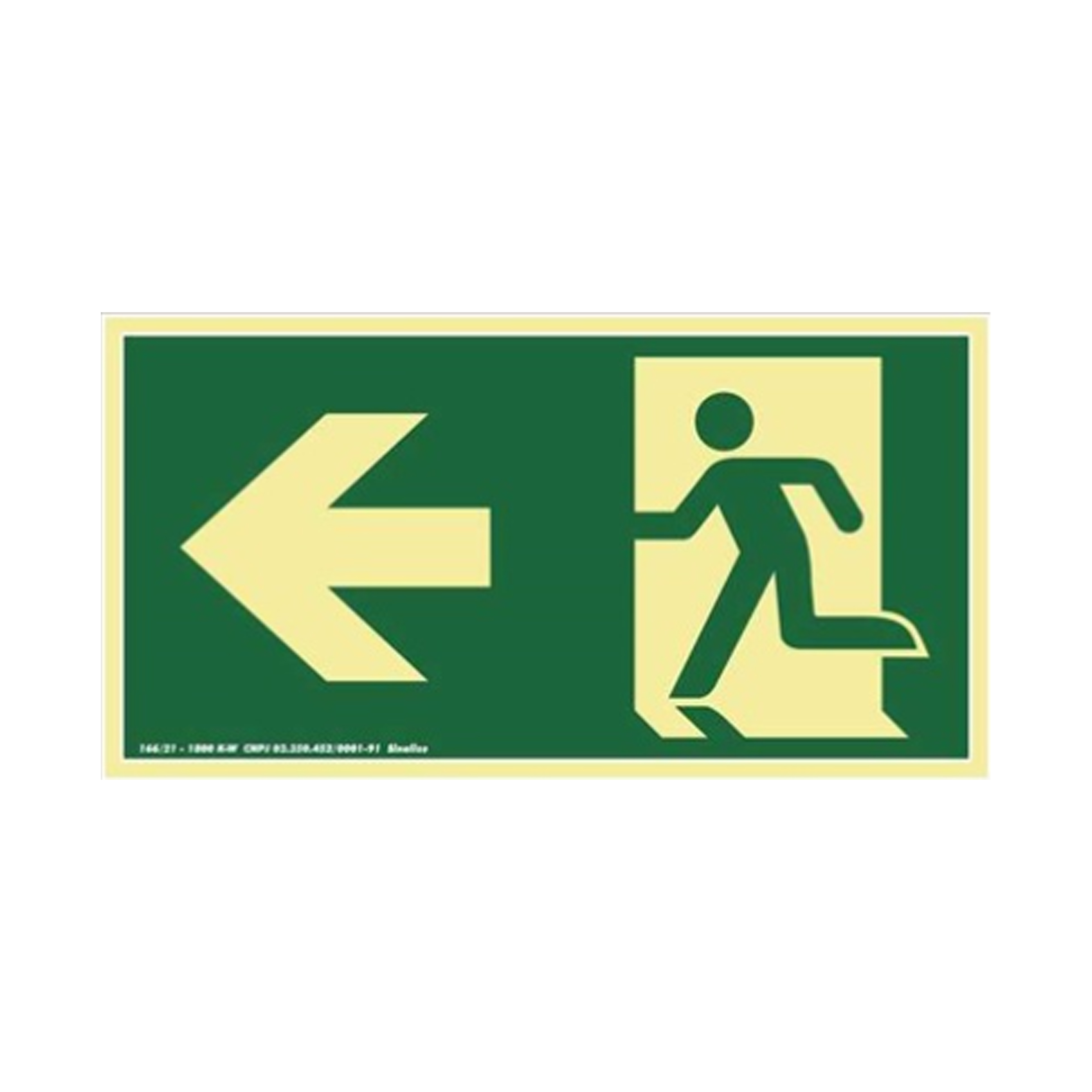 PLACA SINALIZACAO S2 PAF915 24 X 12 CM (ROTA DE FUGA SETA ESQUERDA FOTOLUMINESCENTE)