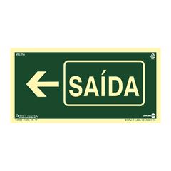 PLACA DE SINALIZACAO 24 X 12 CM (SAIDA DE EMERGENCIA SETA ESQUERDA) FOTOLUMINESCENTE