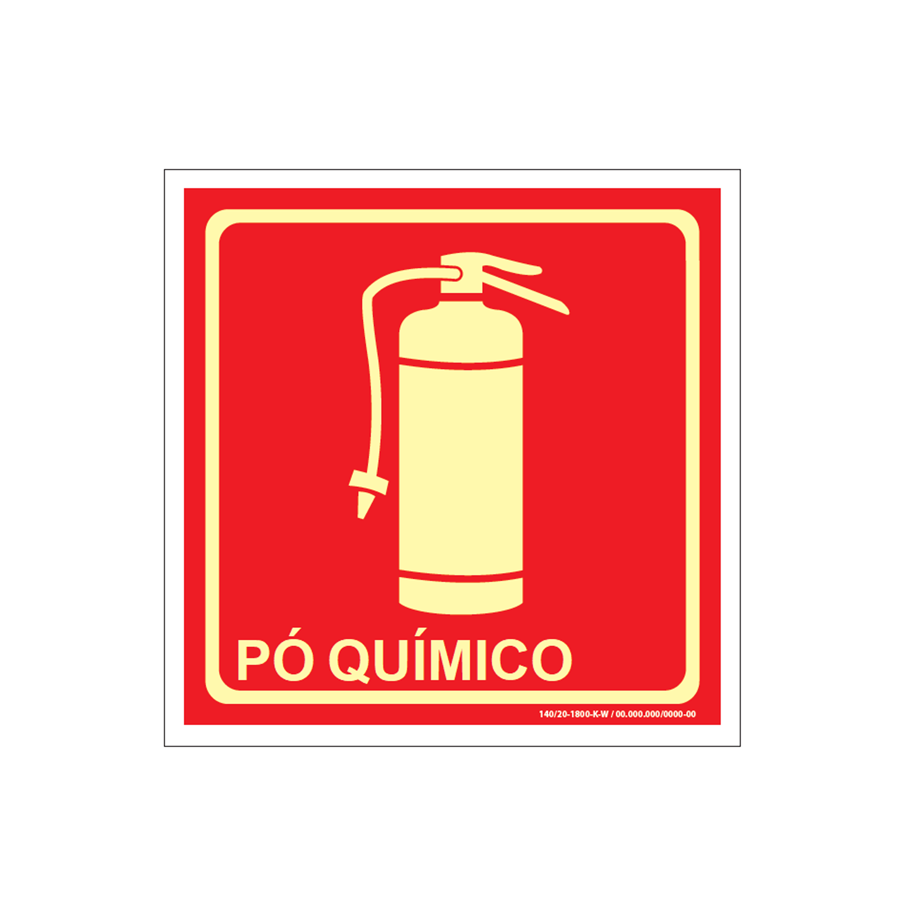 PLACA SINALIZACAO ENCARTALE PVC PAF236 (E5Q EXTINTOR DE INCENDIO PO QUIMICO) FOTOLUMINESCENTE 15 X 15 CM