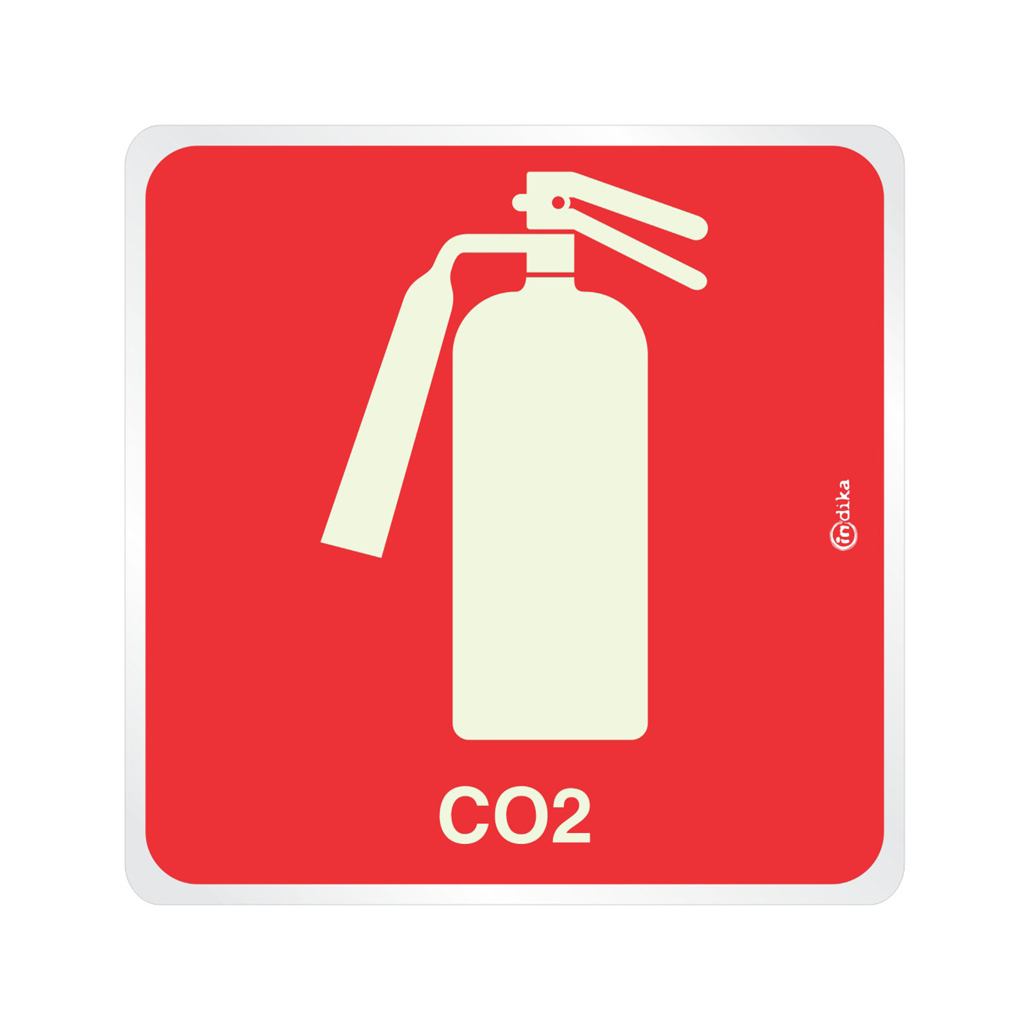 PLACA SINALIZACAO ENCARTALE PVC PAF232  (E5C EXTINTOR DE INCENDIO CO2) FOTOLUMINESCENTE 15 X 15 CM