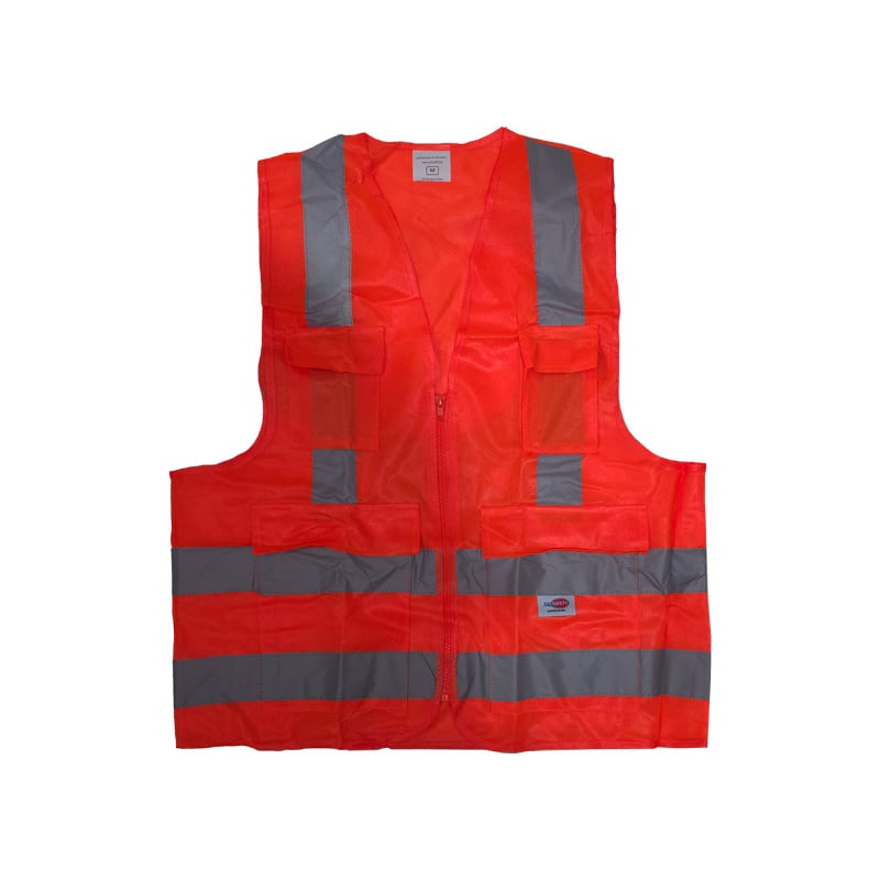 COLETE SINALIZACAO SANSAFETY REFLETIVO 4 BOLSOS LARANJA P