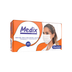 MASCARA TNT MEDIX TRIPLA DESCARTAVEL COM FILTRO BRANCA CX50UN