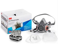 KIT RESPIRADOR 3M RESPIRADOR 6200 + CARTUCHO 6001 + FILTRO 5N11 + RETENTOR 501 CINZA CA 4115