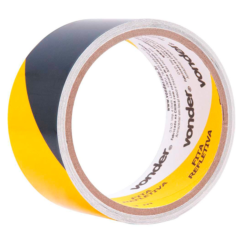 FITA ADESIVA REFLETIVA AMARELA E PRETA 50 MM X 03 METROS