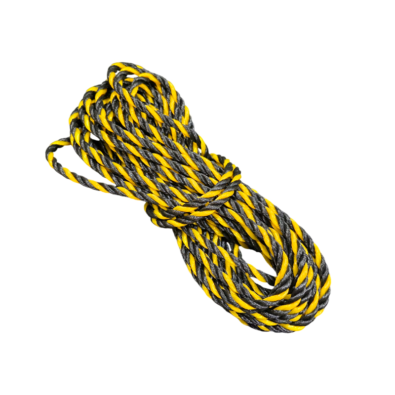 CORDA POLIETILENO TORCIDA AMARELA E PRETA 08MMX12M