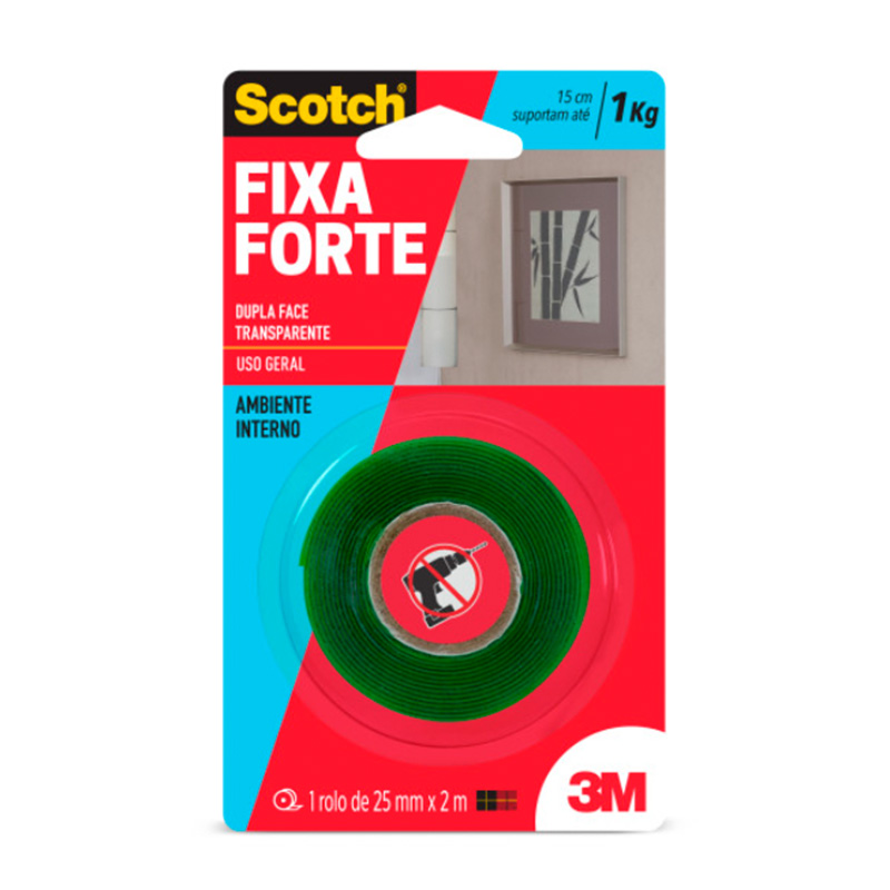 FITA DUPLA FACE 3M FIXA SCOTH HB004420194 INCOLOR 24MMX2M