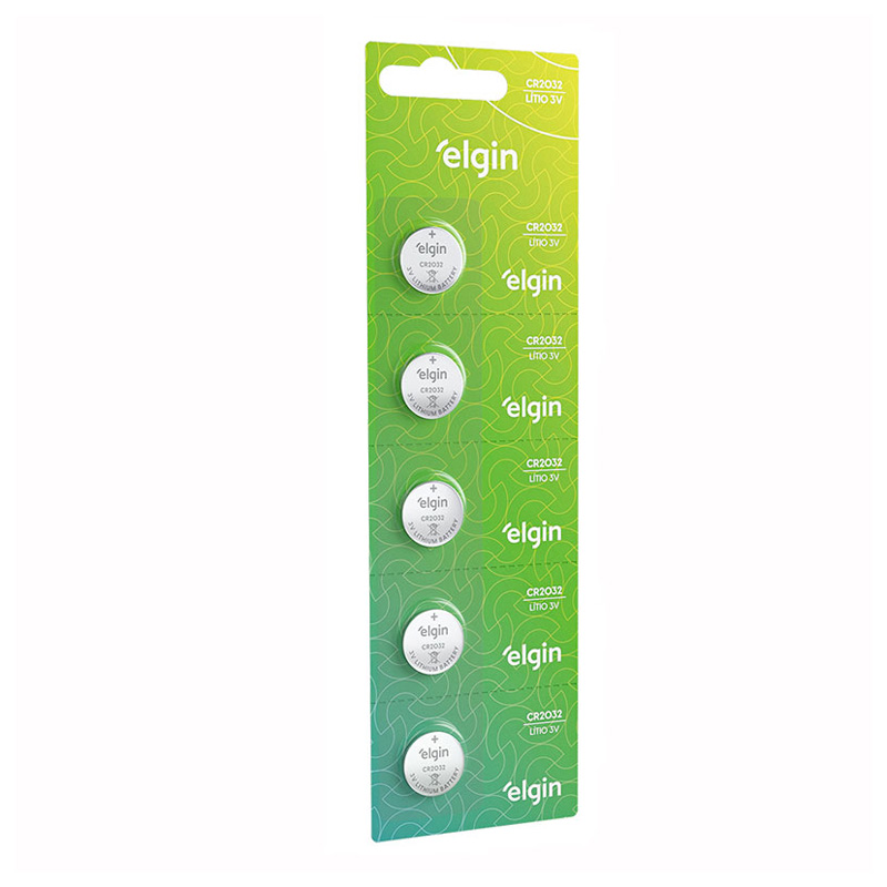 BATERIA ELGIN 3V CR2032 CARTELA COM 5 UNIDADES
