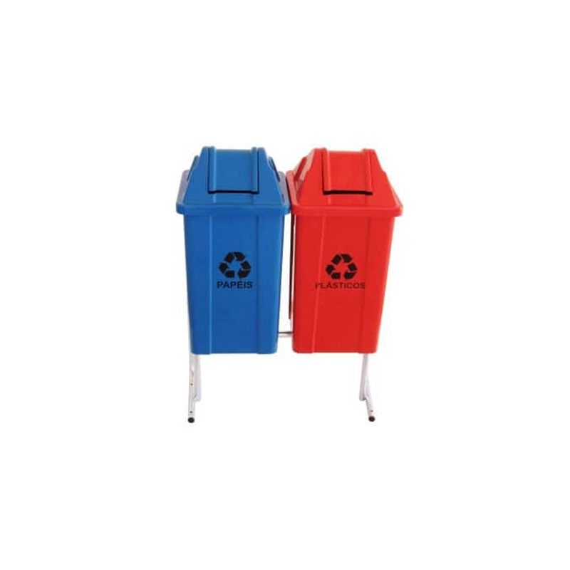 CONJUNTO SELETIVA JSN 02 CESTOS VERMELHO-AZUL 100 LITROS