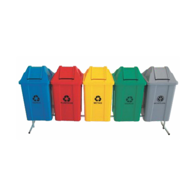CONJUNTO SELETIVA JSN 06 CESTOS VERMELHO-AZUL-CINZA- AMARELO-VERDE-MARROM 100 LITROS