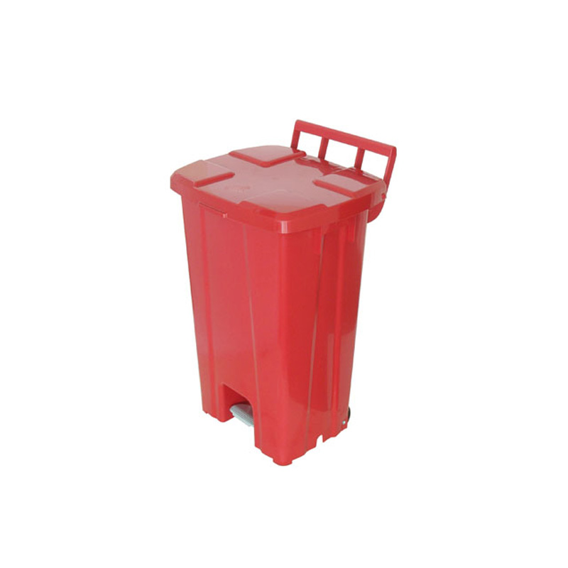 LIXEIRA QUADRADA PEDAL E RODAS VERMELHO 100LTS JSN