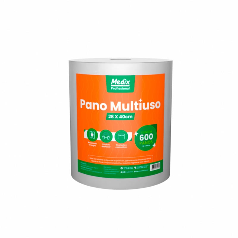 ROLO DE PANO WIPER MBLIFE MEDIX GRAMATURA 50 BRANCO 28 X 40 CM 240 METROS ROLO COM 600 PANOS