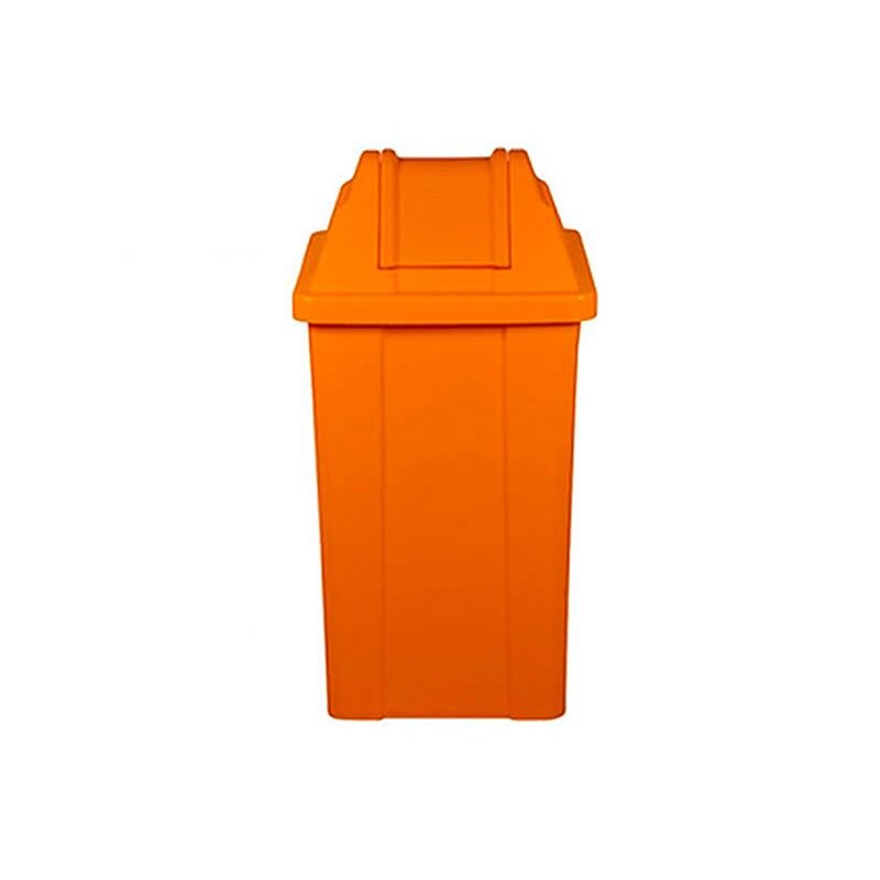 LIXEIRA JSN QUADRADA TAMPA VAI VEM 100 LITROS LARANJA