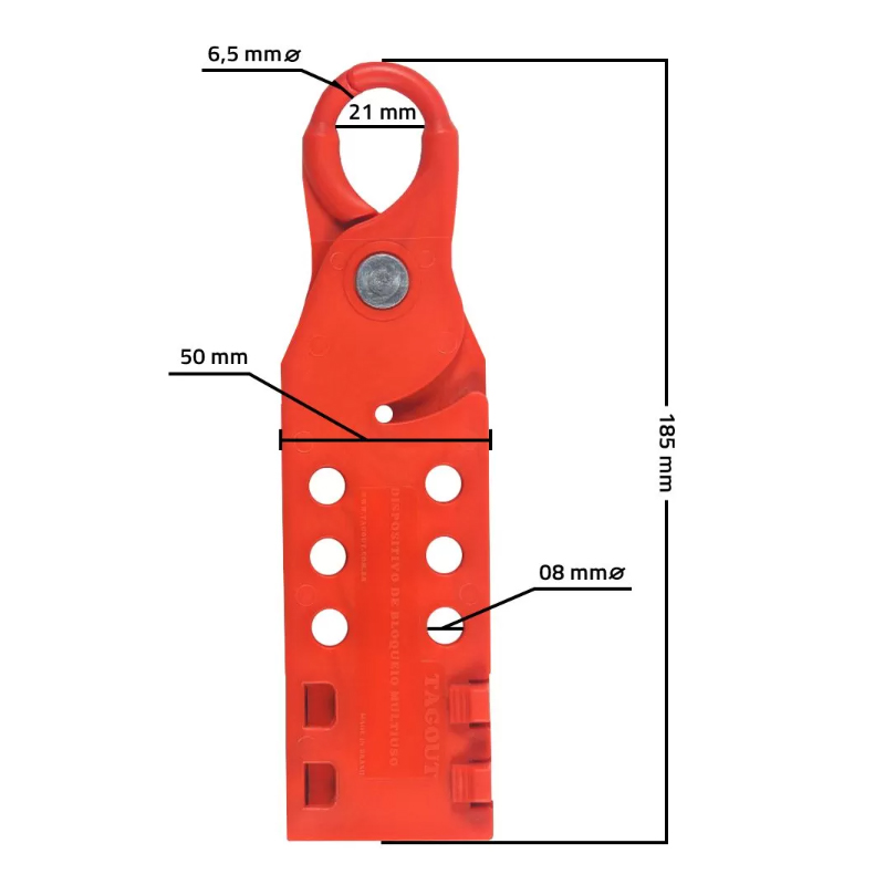 GARRA GP256BC PLASTICA DE BLOQUEIO E TRAVAMENTO BOCA E GANCHO DE 6,5 MM